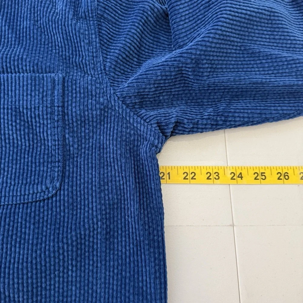 LL Bean Shirt Womens S PETITE Blue Button Up Long Corduroy Casual Nature Outdoor